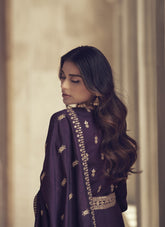 Premium Silk with Heavy Embroidered Gown in Purple